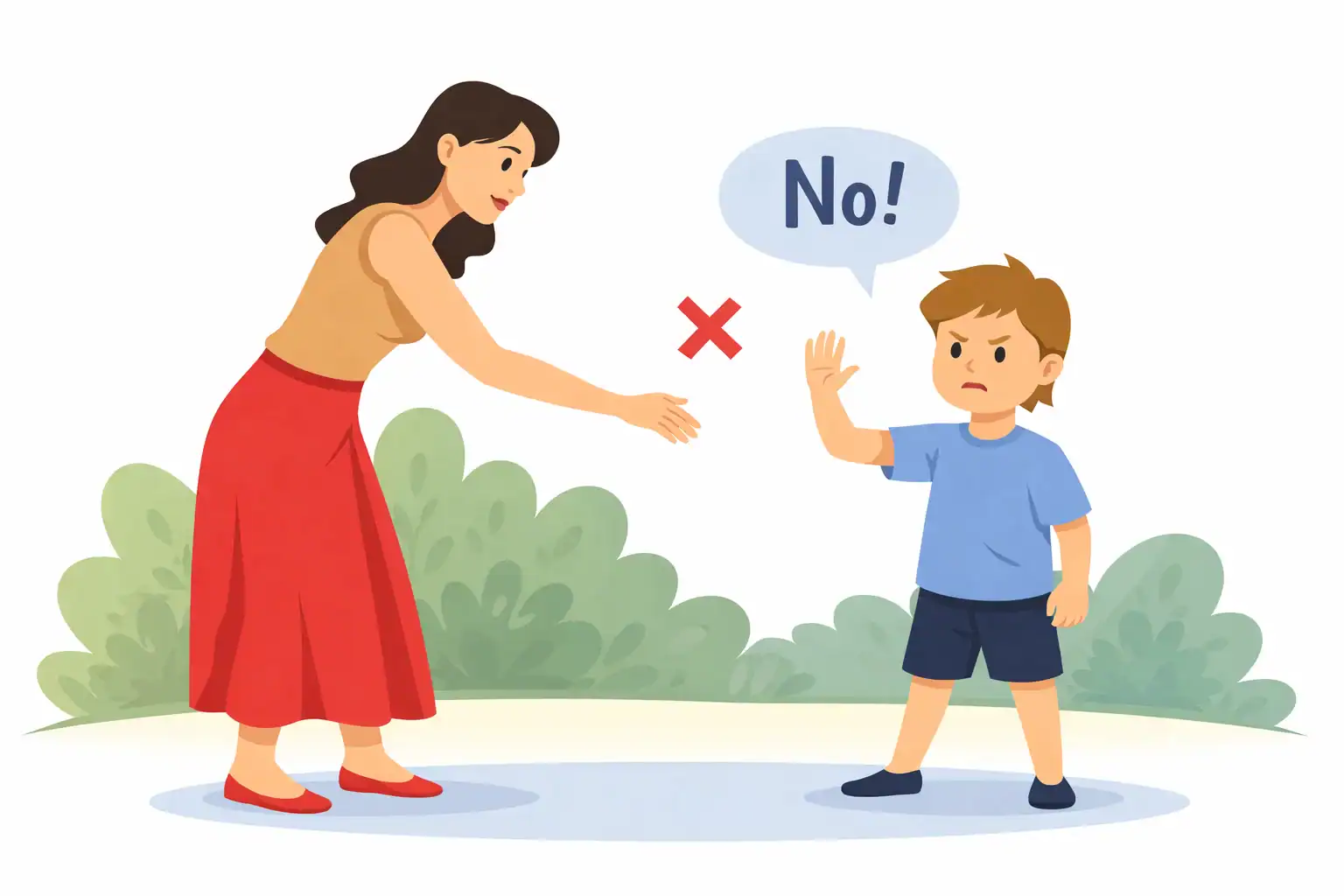 Autism and aversion to touch illustrated by a child setting boundaries with a parent Autism and aversion to touch illustrated by a child setting boundaries with a parent